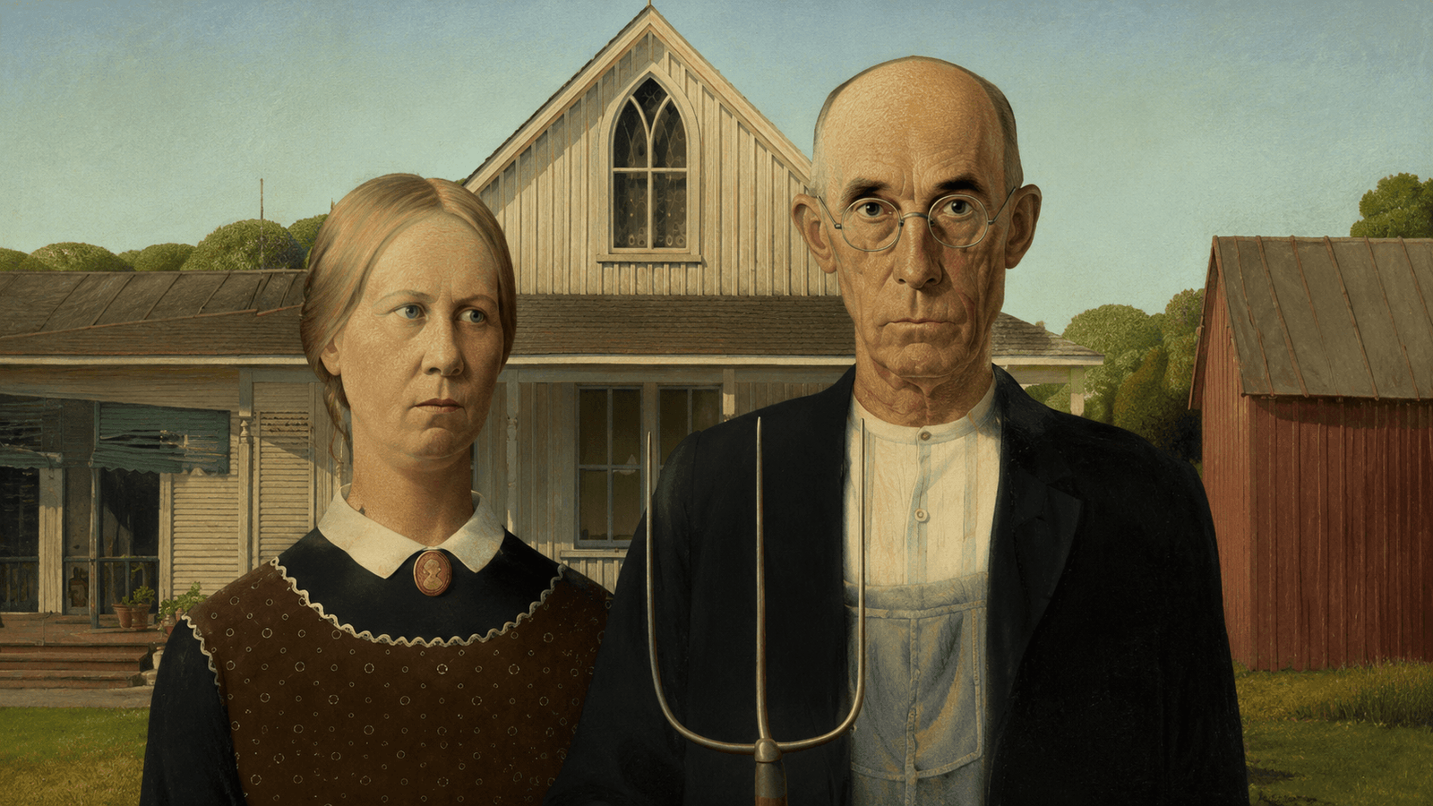 The iconic American Gothic scene