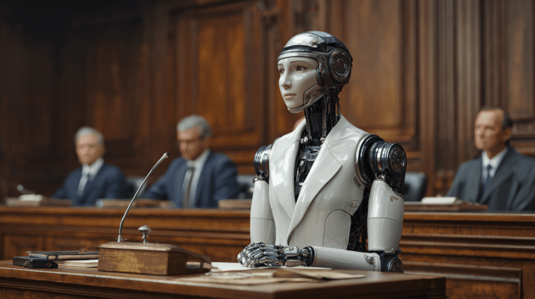 A confident humanoid AI