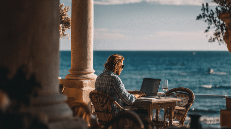 A digital nomad working remotely