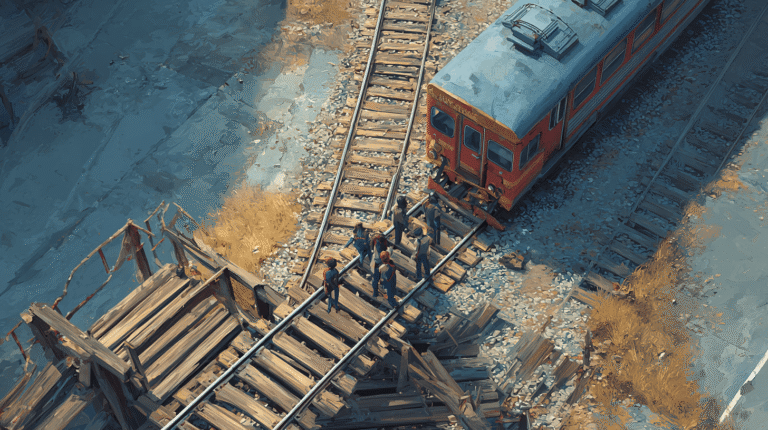 A dramatic trolley dilemma scene