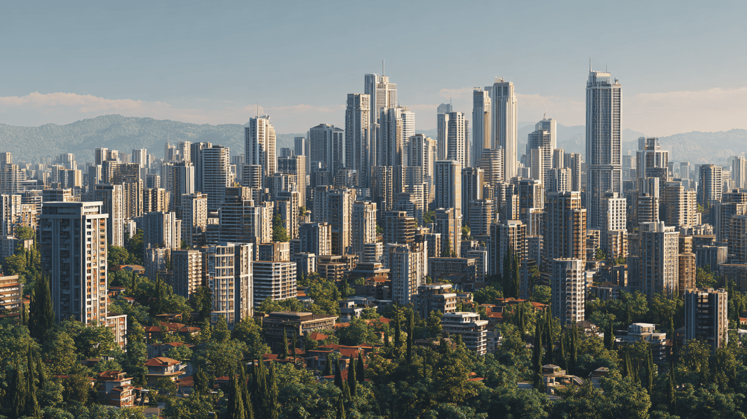 A rapidly expanding modern metropolis