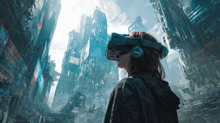 abandoned futuristic metaverse city