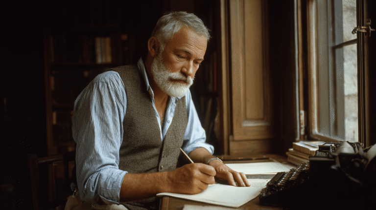 Ernest Hemingway is writing