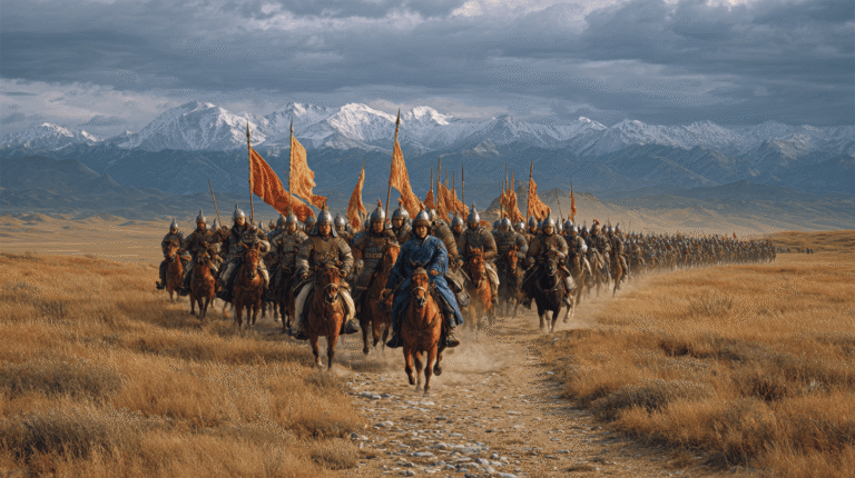 Genghis Khan leading the Mongol army